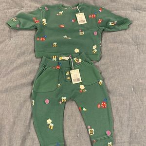 Boden Relaxed Sweatshirt and Printed Jersey Bottoms